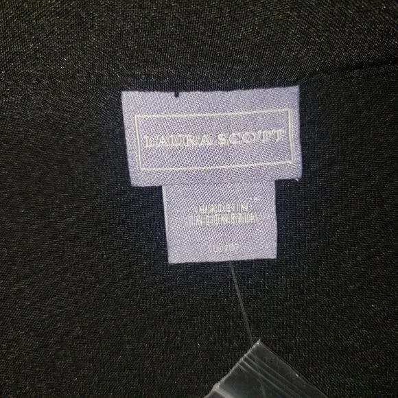 Laura Scott Military Style Button Up Black Blouse Womens Size Large NEW - Picture 4 of 9